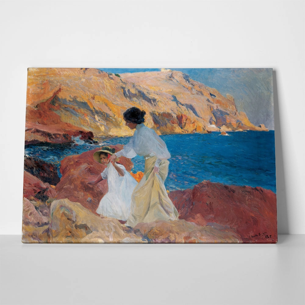 Πινακας σε καμβά JOAQUIN SOROLLA - CLOTILDE AND ELENA ON THE ROCKS AT JAVEA