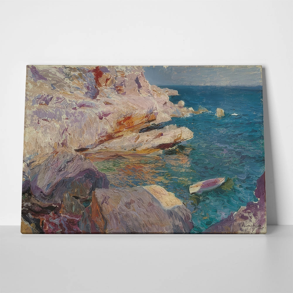 Πινακας σε καμβά JOAQUIN SOROLLA - FELSEN VON JAVEA MIT WEISSEM BOOT