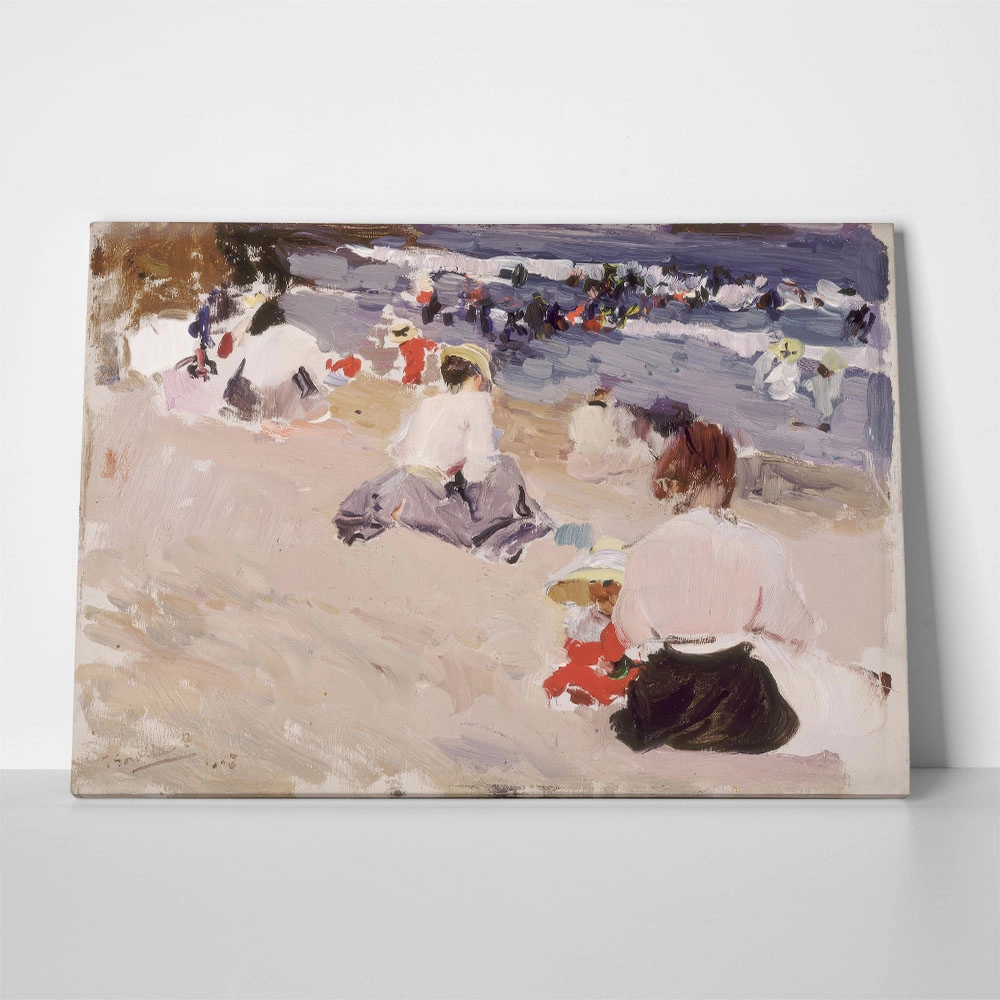 Πινακας σε καμβά JOAQUIN SOROLLA - PEOPLE SITTING ON THE BEACH