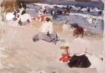 Πινακας σε καμβά JOAQUIN SOROLLA - PEOPLE SITTING ON THE BEACH