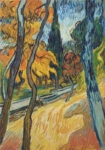 Πινακας σε καμβά VAN GOGH - ARBRES DANS LE JARDIN DE LASILE
