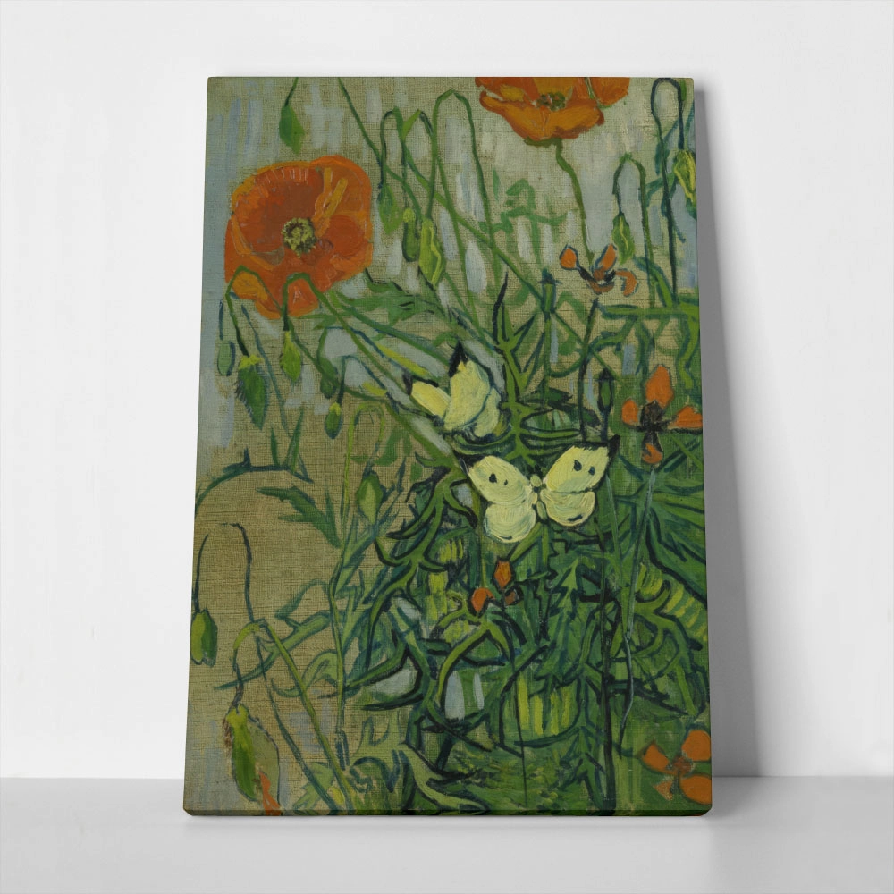 Πινακας σε καμβά VAN GOGH - BUTTERFLIES AND POPPIES