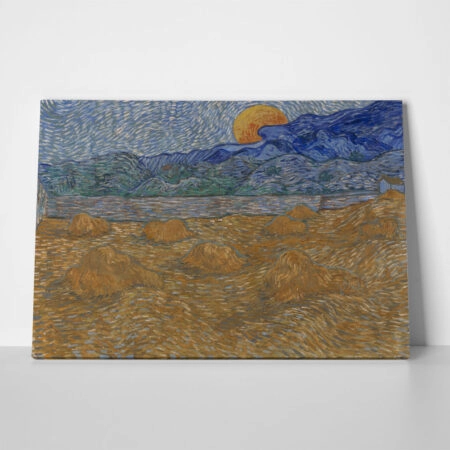 Πινακας σε καμβά VAN GOGH - LANDSCAPE WITH WHEAT SHEAVES AND RISING MOON - Vincent Van Gogh