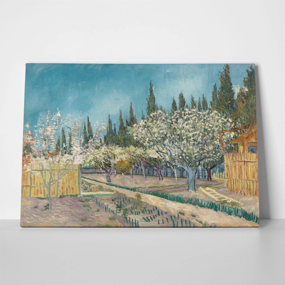 Πινακας σε καμβά VAN GOGH - ORCHARD BORDERED BY CYPRESSES