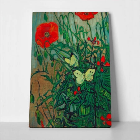 Πινακας σε καμβά VAN GOGH - SCHMETTERLINGE AUF MOHNBLUETEN - Vincent Van Gogh
