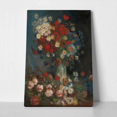 Πινακας σε καμβά VAN GOGH - STILL LIFE WITH MEADOW FLOWERS AND ROSES - Vincent Van Gogh
