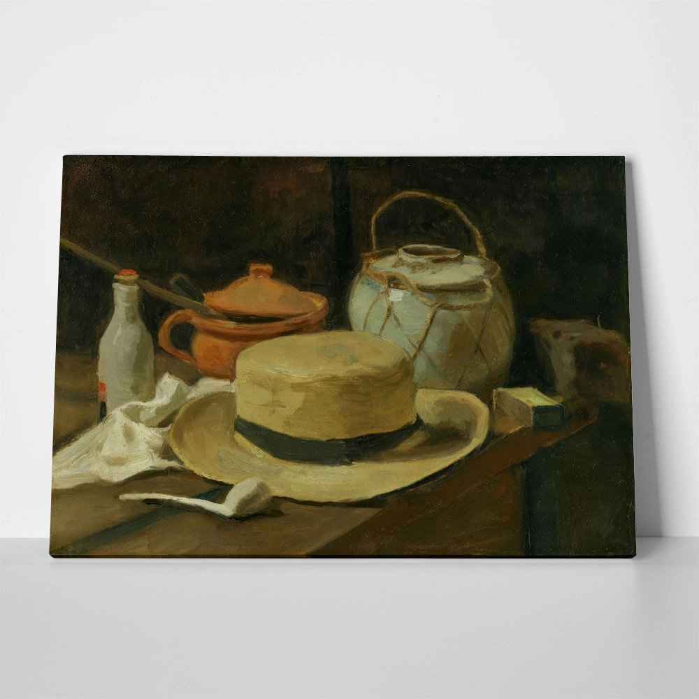Πινακας σε καμβά VAN GOGH - STILL LIFE WITH YELLOW STRAW HAT