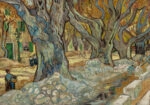 Πινακας σε καμβά VAN GOGH - THE LARGE PLANE TREES ROAD MENDERS AT SAINT RÉMY