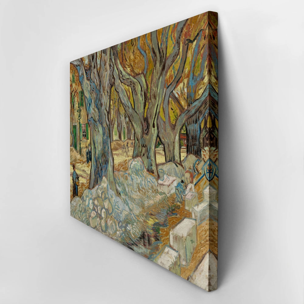 Πινακας σε καμβά VAN GOGH - THE LARGE PLANE TREES ROAD MENDERS AT SAINT RÉMY