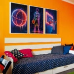 Σετ τριπτυχο προσωποποιημενο ποστερ BASKETBALL NEON NAME