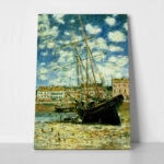 Πινακας σε καμβά MONET - BOAT LYING AT LOW TIDE