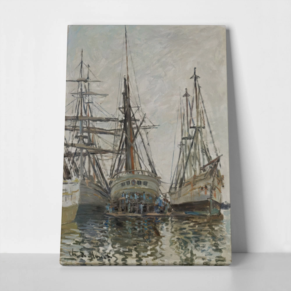 Πινακας σε καμβά MONET - BOATS IN A HARBOUR