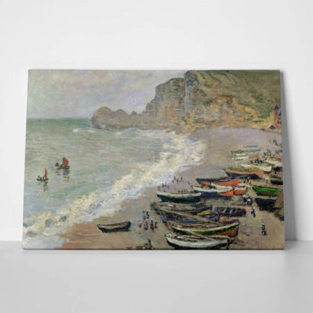 Πινακας σε καμβά MONET - ETRETAT BEACH AND THE PORTE D'AMONT - Monet Claude