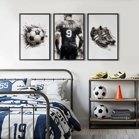 Σετ τριπτυχο προσωποποιημενο ποστερ SOCCER NAME - Παιδικά