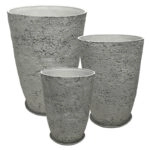 STONE POLYRESIN ΚΑΣΠΩ ΜΕ ΠΙΑΤΟ ΣΕΤ/6 ΓΚΡΙ ΦΘΑΡΜΕΝΟΣ ΒΡΑΧΟΣ - L:Φ51x71, M:Φ43x60, S:Φ35.5x49.5cm