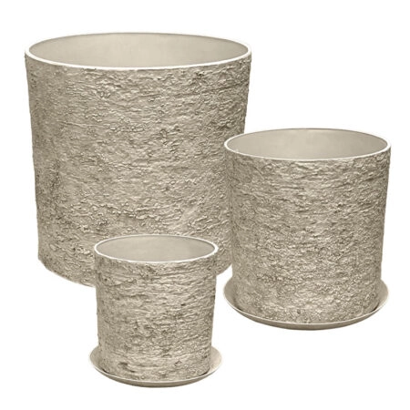 STONE POLYRESIN ΚΑΣΠΩ ΜΕ ΠΙΑΤΟ ΣΕΤ/5 ΜΠΕΖ ΠΑΛΑΙΩΜΕΝΟ ΦΙΛΝΤΙΣΙ - L:Φ43x43, M:Φ35x36, S:Φ28x28cm - Κασπω