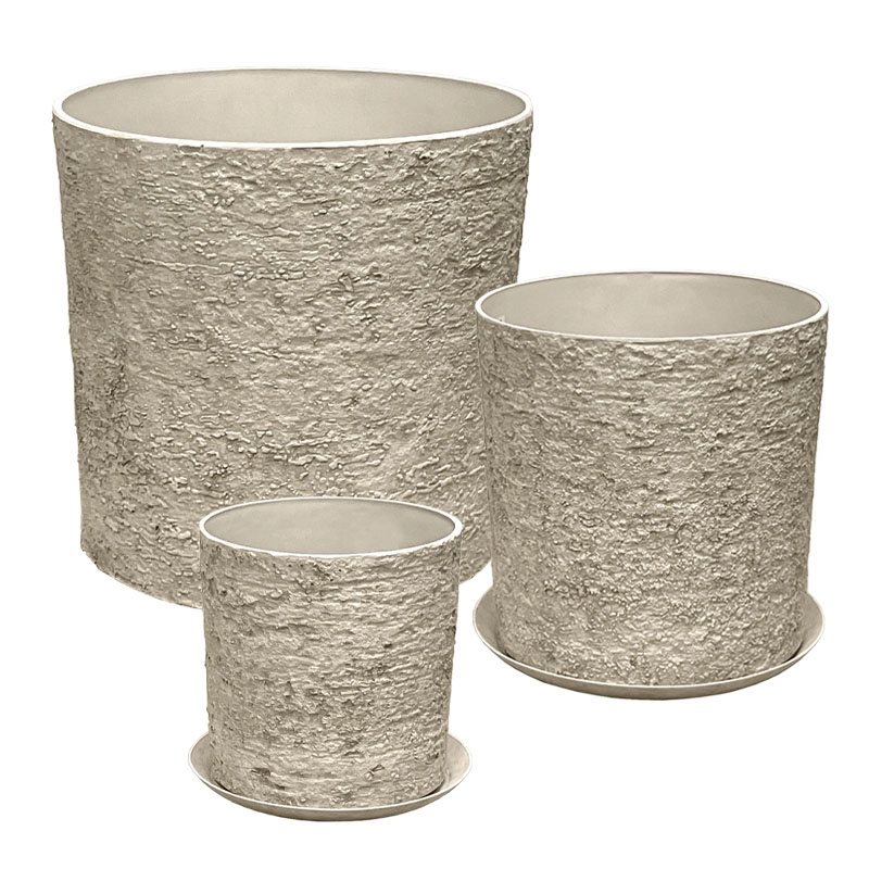 STONE POLYRESIN ΚΑΣΠΩ ΜΕ ΠΙΑΤΟ ΣΕΤ/5 ΜΠΕΖ ΠΑΛΑΙΩΜΕΝΟ ΦΙΛΝΤΙΣΙ - L:Φ43x43, M:Φ35x36, S:Φ28x28cm
