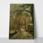 Πινακας σε καμβά JOHN ATKINSON - A MOONLIT COUNTRY ROAD