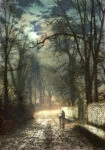 Πινακας σε καμβά JOHN ATKINSON - A MOONLIT LANE