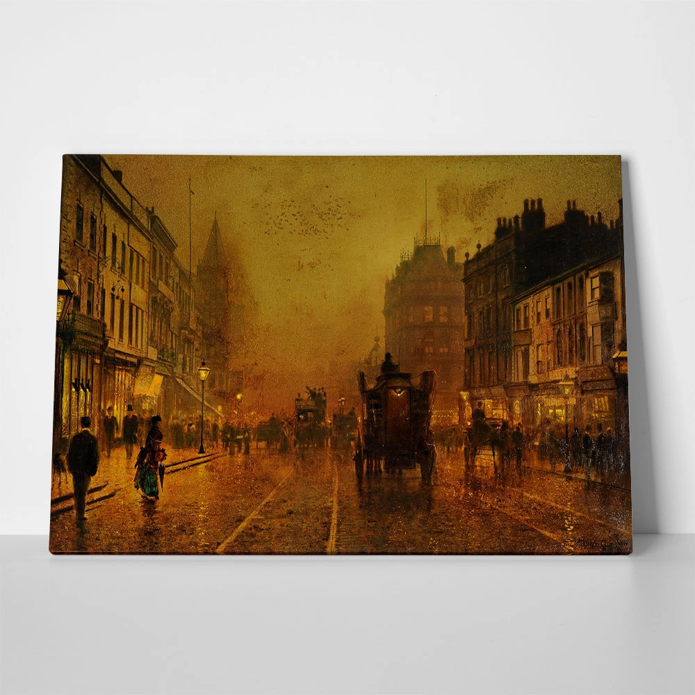 Πινακας σε καμβά JOHN ATKINSON - A STREET AT NIGHT