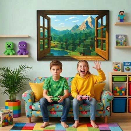 Πινακας σε καμβά VIDEO GAME BLOCKS SCENERY - Πινακες σε καμβα