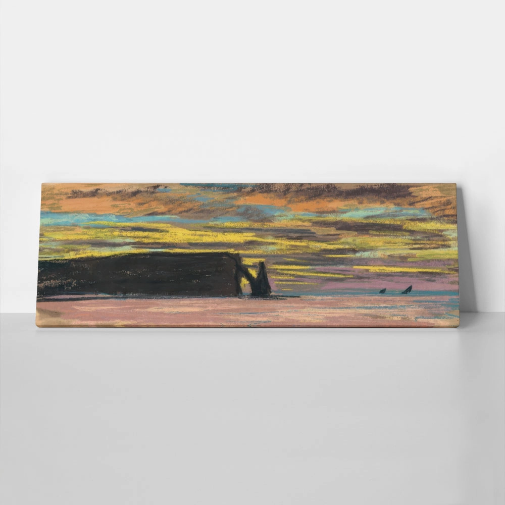 Πίνακας Πανοραμικός σε καμβά MONET - SUNSET AT ETRETAT