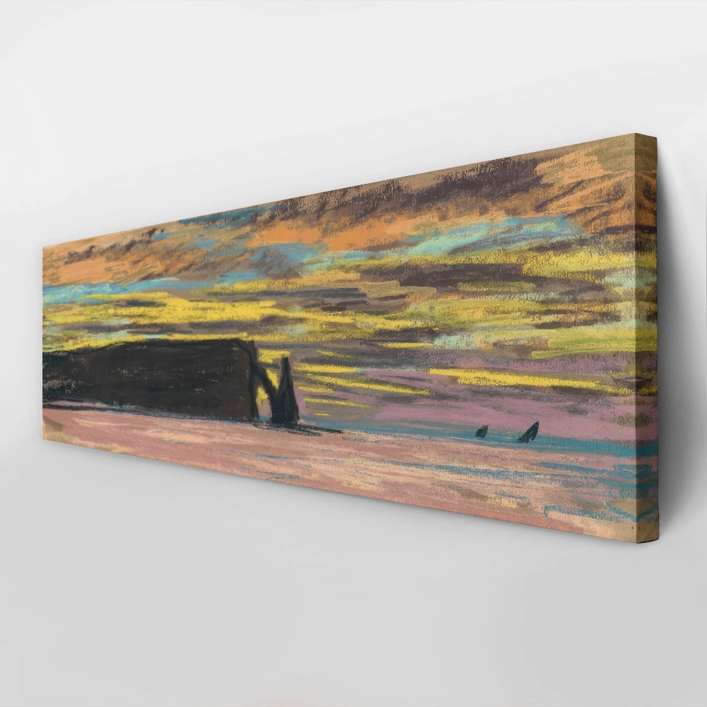 Πίνακας Πανοραμικός σε καμβά MONET - SUNSET AT ETRETAT
