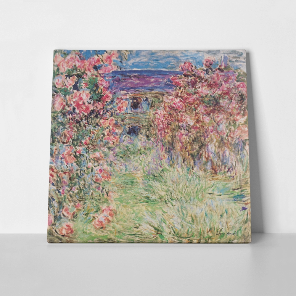 Πίνακας σε καμβά MONET - THE HOUSE AMONG THE ROSES