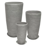 STONE POLYRESIN ΚΑΣΠΩ ΜΕ ΠΙΑΤΟ ΣΕΤ/6 ΓΚΡΙ ΠΑΛΙΟ ΠΗΛΙΝΟ - L:Φ40x75.5, M:Φ32x58, S:Φ23x42cm