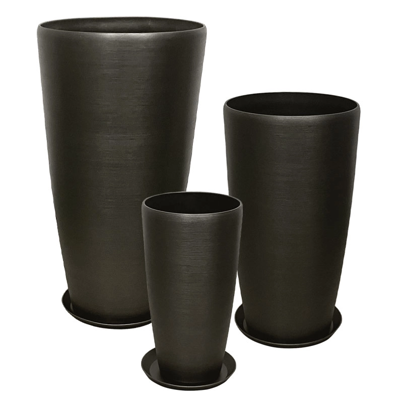 STONE POLYRESIN ΚΑΣΠΩ ΜΕ ΠΙΑΤΟ ΣΕΤ/6 ΓΚΡΙ ΟΨΙΔΙΑΝΟY - L:Φ40x75.5, M:Φ32x58, S:Φ23x42cm