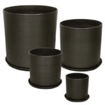 STONE POLYRESIN ΚΑΣΠΩ ΜΕ ΠΙΑΤΟ ΣΕΤ/8 ΓΚΡΙ ΟΨΙΔΙΑΝΟY - L:Φ43x43.5, M:Φ35x35, S:Φ28x28, XS:Φ21x21.8cm