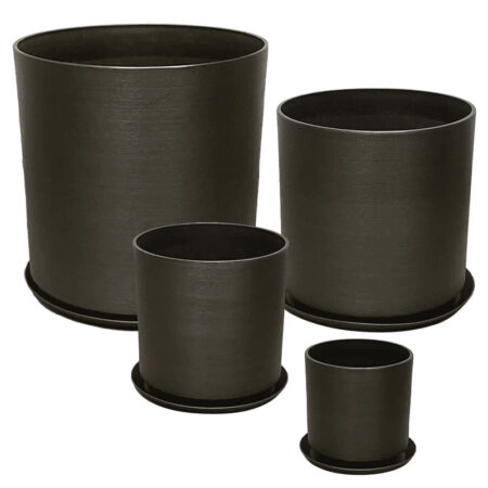 STONE POLYRESIN ΚΑΣΠΩ ΜΕ ΠΙΑΤΟ ΣΕΤ/8 ΓΚΡΙ ΟΨΙΔΙΑΝΟY - L:Φ43x43.5, M:Φ35x35, S:Φ28x28, XS:Φ21x21.8cm - Κασπω