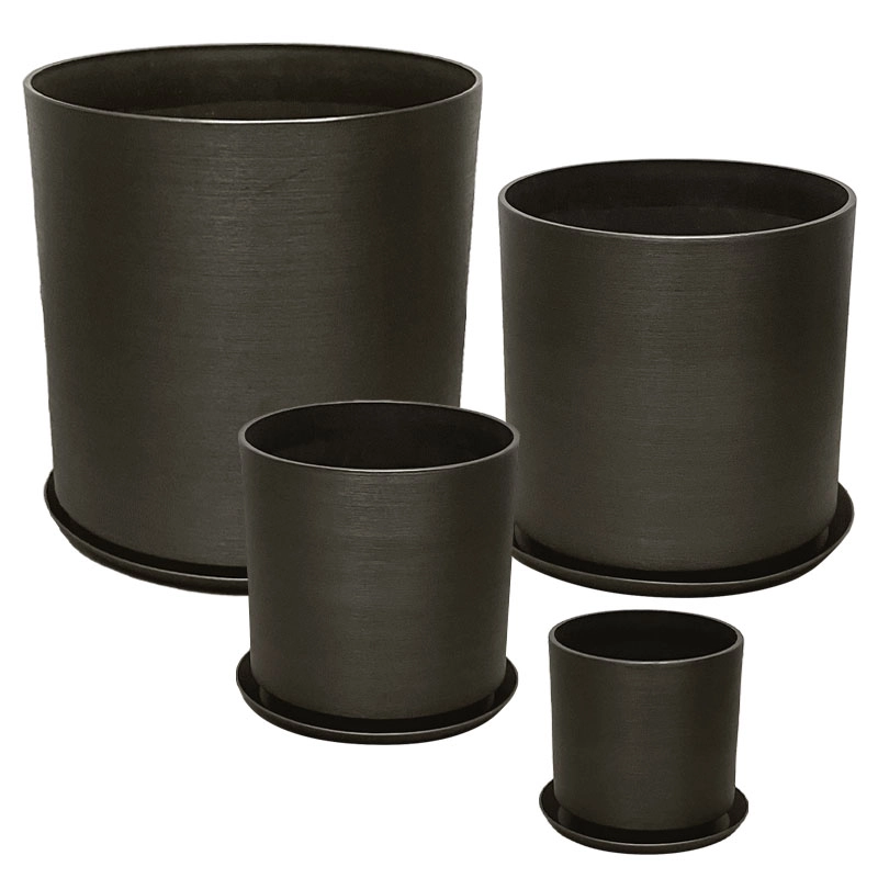 STONE POLYRESIN ΚΑΣΠΩ ΜΕ ΠΙΑΤΟ ΣΕΤ/8 ΓΚΡΙ ΟΨΙΔΙΑΝΟY - L:Φ43x43.5, M:Φ35x35, S:Φ28x28, XS:Φ21x21.8cm