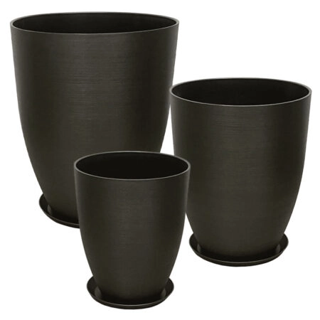 STONE POLYRESIN ΚΑΣΠΩ ΜΕ ΠΙΑΤΟ ΣΕΤ/6 ΓΚΡΙ ΟΨΙΔΙΑΝΟY - L:Φ43x52.5, M:Φ35x42.5, S:Φ28x34.5cm