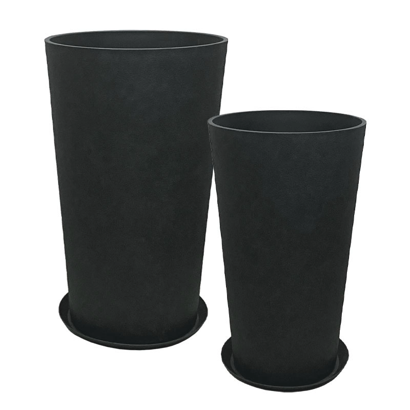 STONE POLYRESIN ΚΑΣΠΩ ΜΕ ΠΙΑΤΟ ΣΕΤ/4 ΜΑΥΡΟ ΑΝΘΡΑΚΙ ΚΩΝIKO ΨΗΛΟ - L:Φ45.5x76, M:Φ36.5x62cm