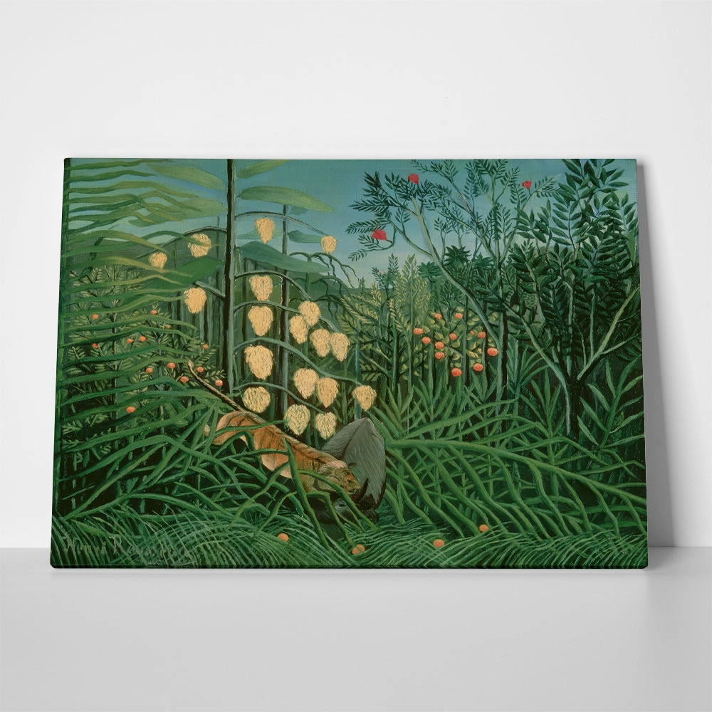 Πινακας σε καμβά HENRI ROUSSEAU - BATTLING TIGER AND BUFFALO