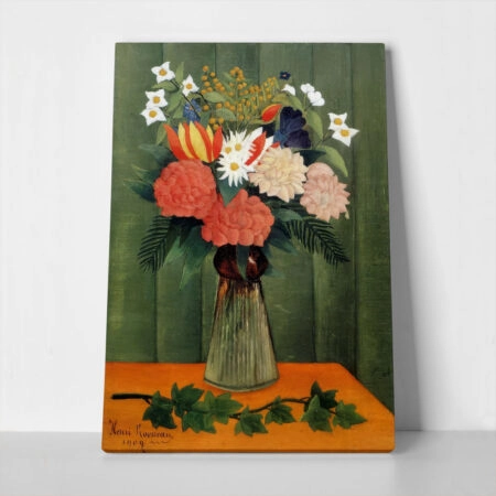 Πινακας σε καμβά HENRI ROUSSEAU - BOUQUET OF FLOWERS WITH AN IVY BRANCH 1909