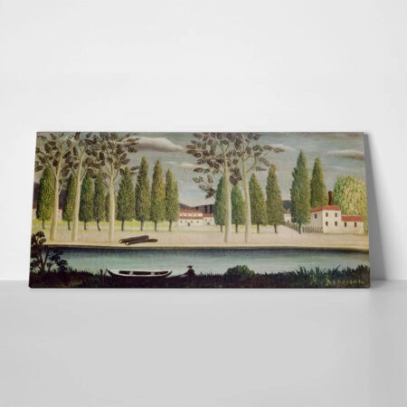 Πίνακας Πανοραμικός σε καμβά HENRI ROUSSEAU - BY THE RIVER - Henri Rousseau