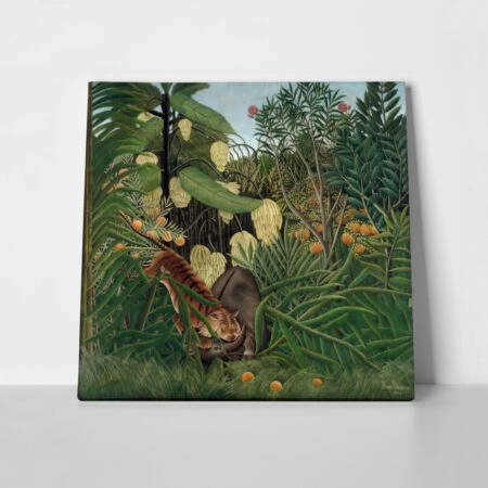 Πίνακας σε καμβά HENRI ROUSSEAU - FIGHT BETWEEN A TIGER AND A BUFFALO