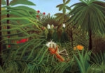 Πινακας σε καμβά HENRI ROUSSEAU - JAGUAR ATTACKING A HORSE
