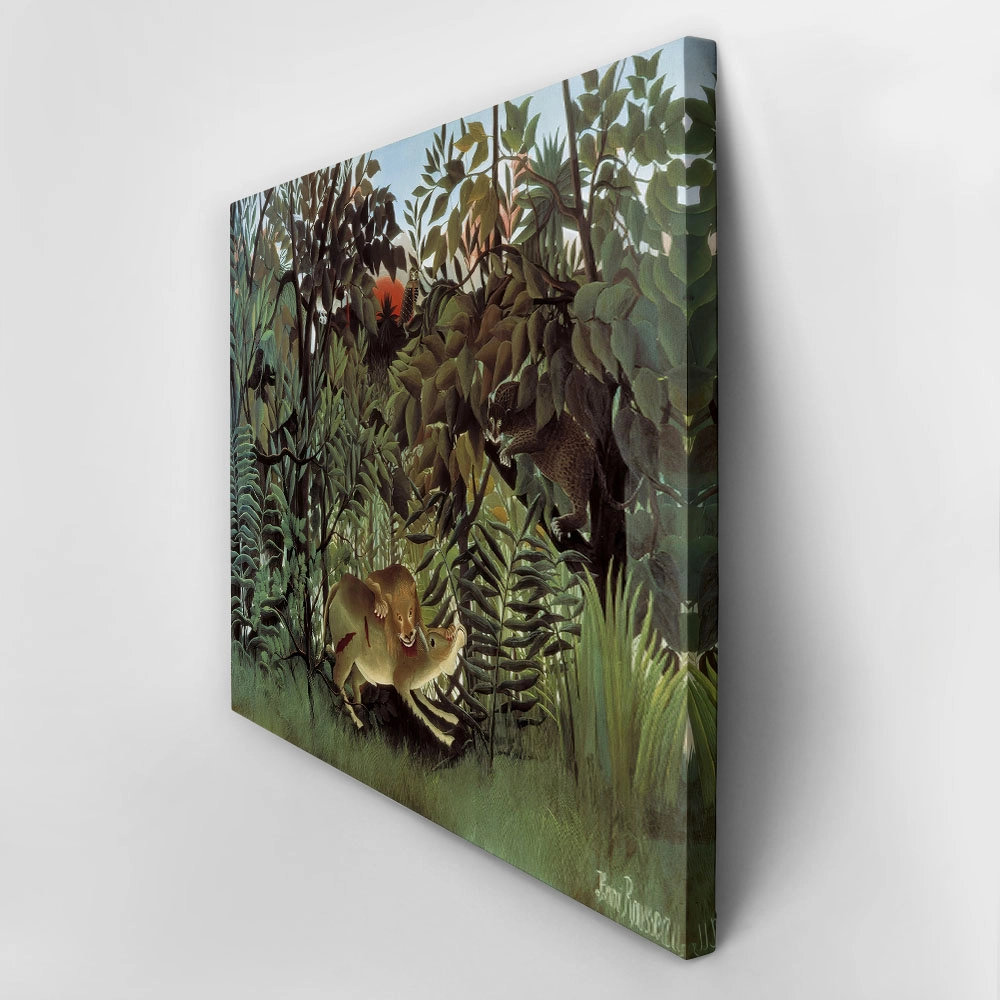 Πινακας σε καμβά HENRI ROUSSEAU - THE HUNGRY LION THROWS ITSELF ON THE ANTELOPE