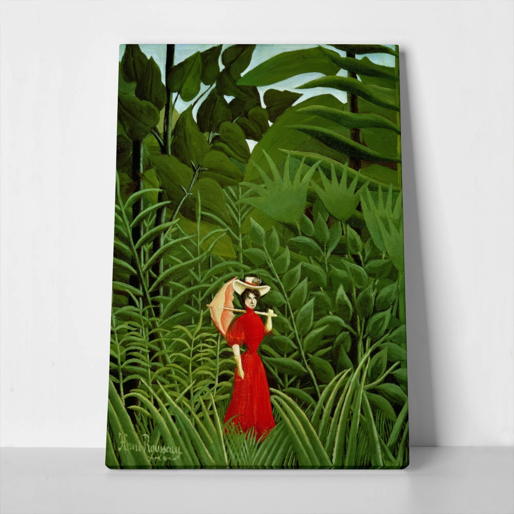 Πινακας σε καμβά HENRI ROUSSEAU - WOMAN IN RED IN THE FOREST