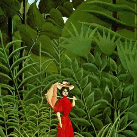 Πινακας σε καμβά HENRI ROUSSEAU - WOMAN IN RED IN THE FOREST - Henri Rousseau Sticky 5