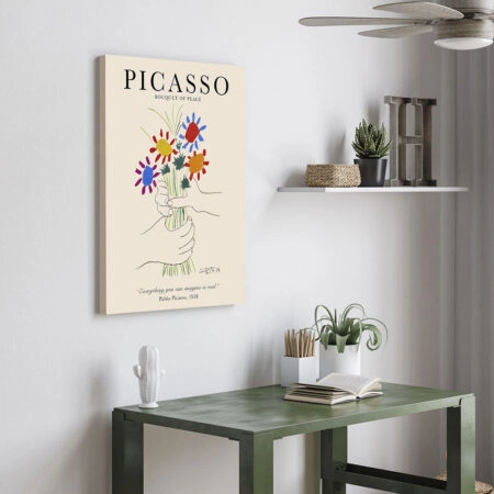 Πινακας σε καμβά PICASSO - BOUQUET OF PEACE BEIGE - Pablo Picasso