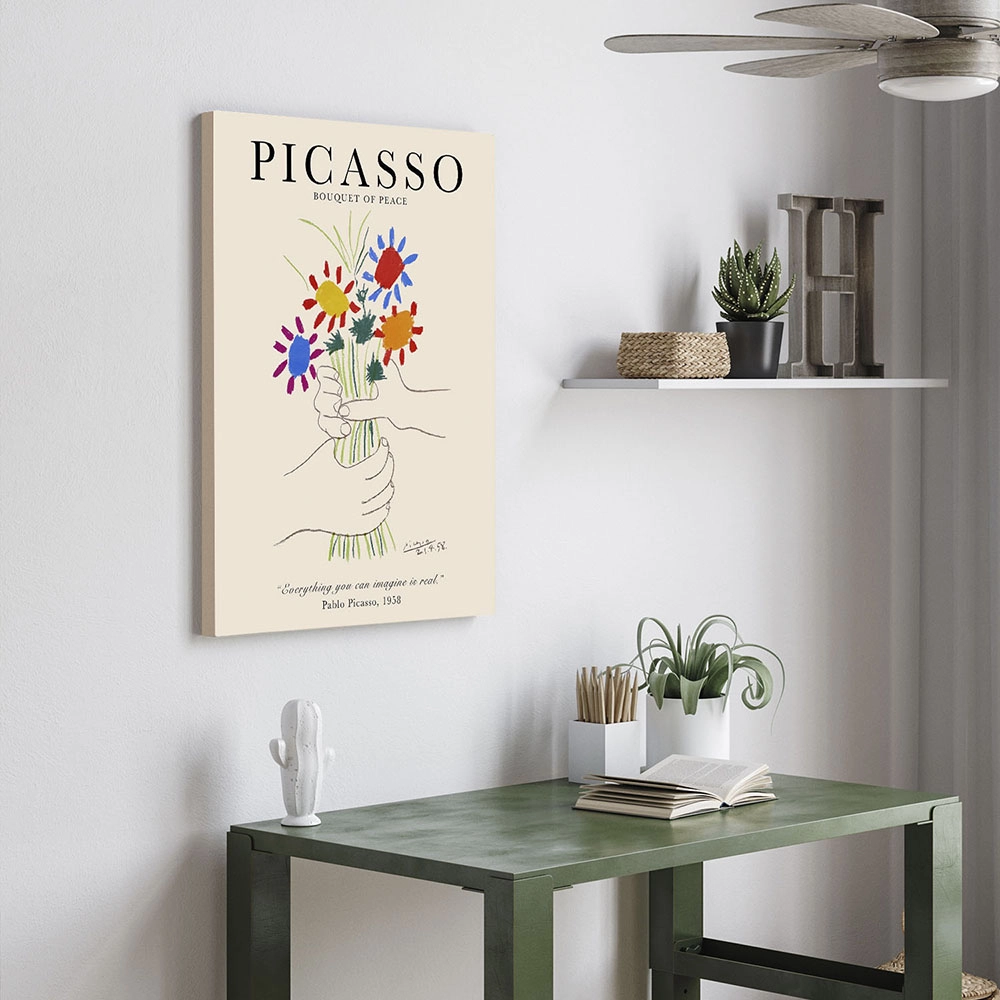 Πινακας σε καμβά PICASSO - BOUQUET OF PEACE BEIGE