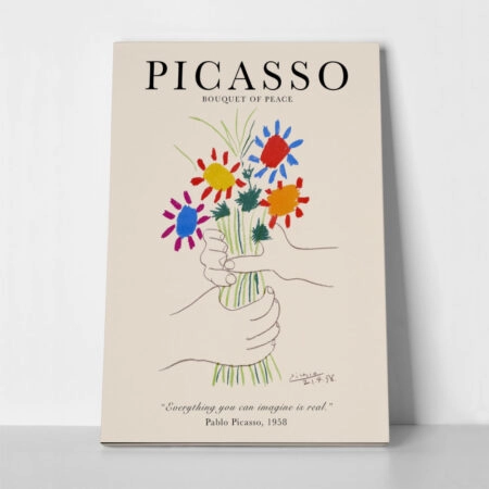 Πινακας σε καμβά PICASSO - BOUQUET OF PEACE BEIGE - Pablo Picasso Sticky 1