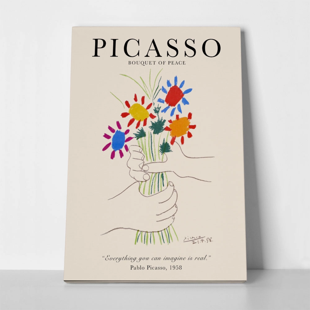 Πινακας σε καμβά PICASSO - BOUQUET OF PEACE BEIGE