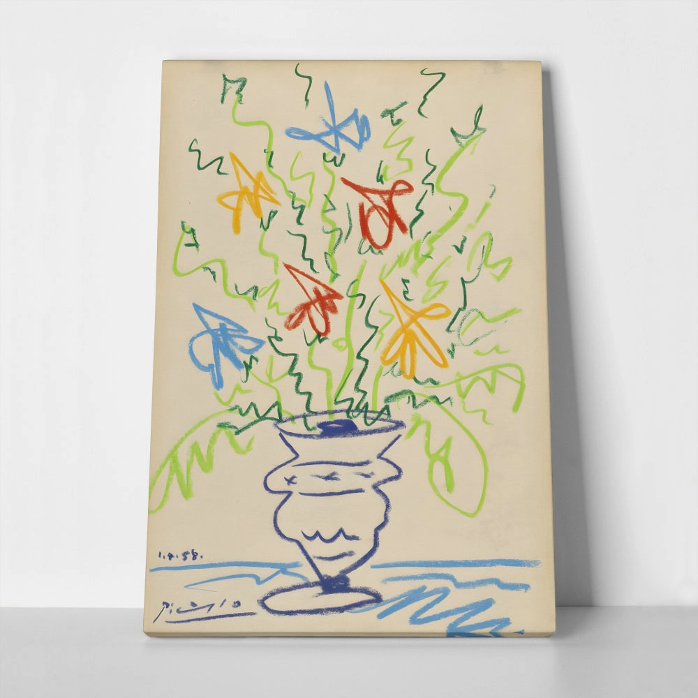 Πινακας σε καμβά PICASSO - DRAWING OF FLOWERS IN A VASE