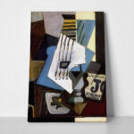 Πινακας σε καμβά PICASSO - STILL LIFE WITH GUITAR NEWSPAPER GLASS AND PLAYING CARDS