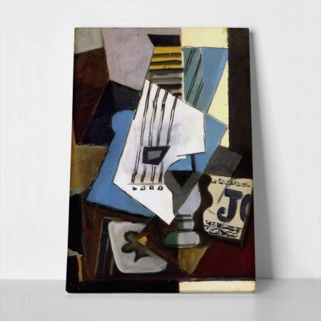 Πινακας σε καμβά PICASSO - STILL LIFE WITH GUITAR NEWSPAPER GLASS AND PLAYING CARDS - Pablo Picasso